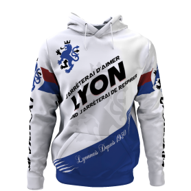 Sweat à capuche J'arrêterai d'aimer Lyon quand j'arrêterai de respirer - Supporters Lyon